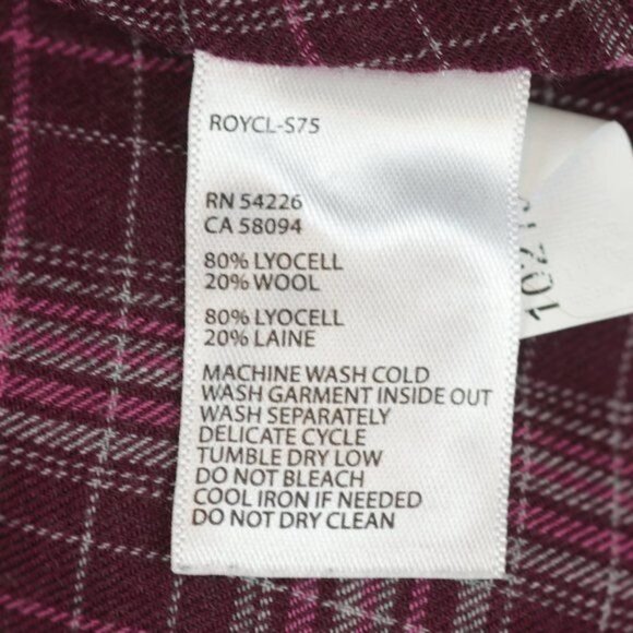 Royal Robbins Women's Medium Purple Plaid Wool Blend Long Sleeve Button Up Shirt - Picture 8 of 8
